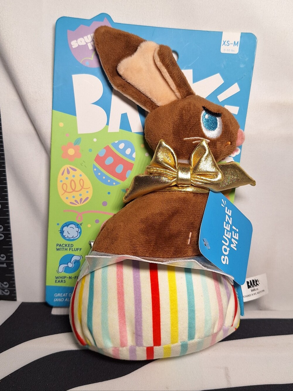 NWT Bark Dog Toy Sweets and Squeaks Little Bunny Chew Chew XS-M